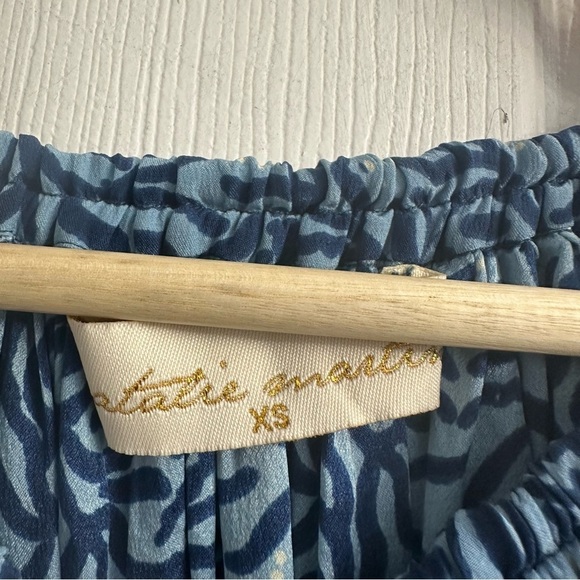 Natalie Martin Dress Mini Tunic Floral Blue 100% Silk Flowy Size Extra Small - Picture 6 of 8